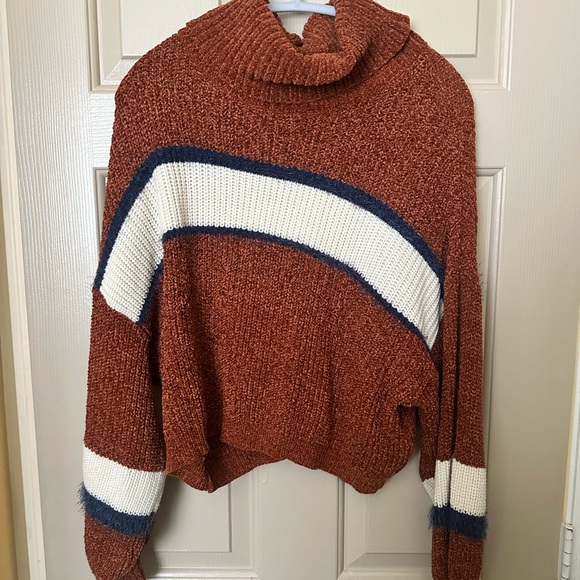 My Michelle Rust and Navy Cowl Neck Sweater - Picture 1 of 3